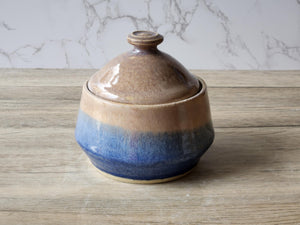 Hand-made pottery sugar bowl - Ceramic lidded container - small condiment Bowl - pottery lidded tea Jar- Storage pot