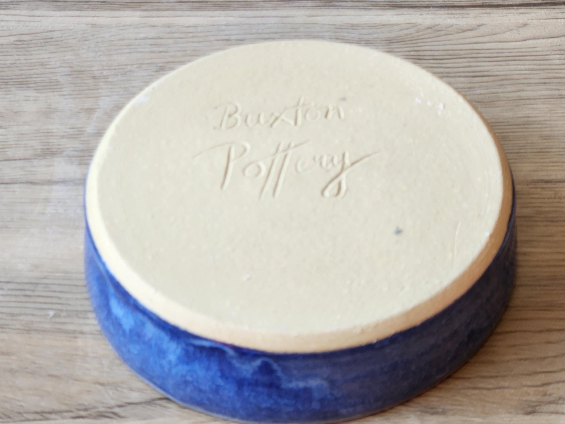 Under side of Ceramic snack bowl for chips, sauces, and dips