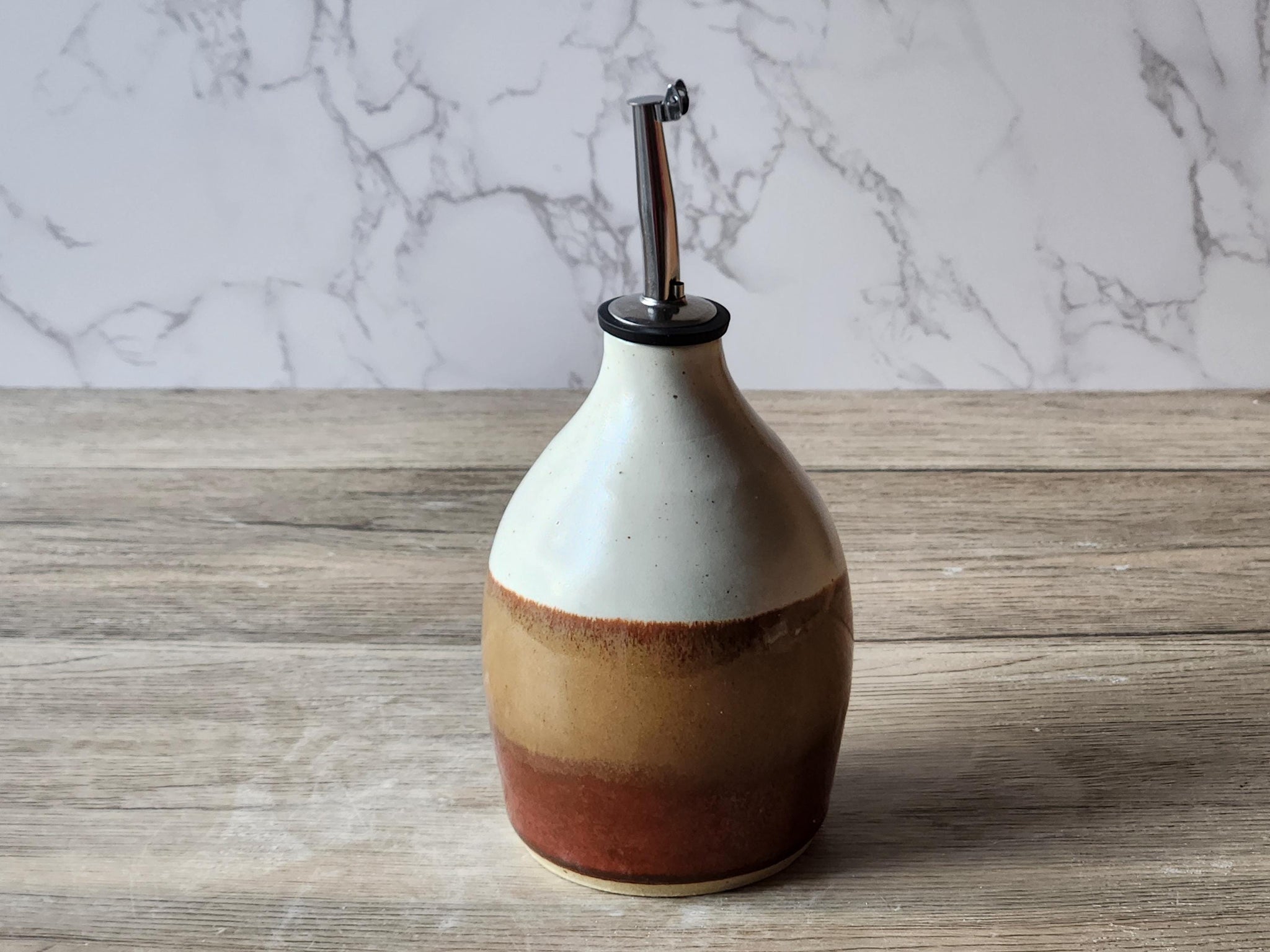 Hand made Pottery Oil Bottle - Ceramic Olive oil pourer - 375ml Oil dispenser -made in Australia - Vinegar bottle