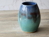 Hand made Pottery vase - Blue green ceramic vase perfect for a unique gift - fits a small bunch of flowers