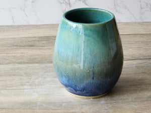 Hand made Pottery vase - Blue green ceramic vase perfect for a unique gift - fits a small bunch of flowers