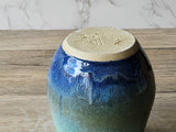 Hand made Pottery vase - Blue green ceramic vase perfect for a unique gift - fits a small bunch of flowers