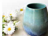 Hand made Pottery vase - Blue green ceramic vase perfect for a unique gift - fits a small bunch of flowers