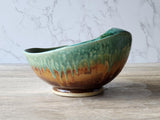 Handmade Mottled green/blue/orange/brown Serving bowl - Large handmade fruit bowl - coffee table display bowl - Unique gift