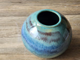 Handmade pottery bottle vase - Mottled Greens moon jar - Ceramic globe vase - unique gift