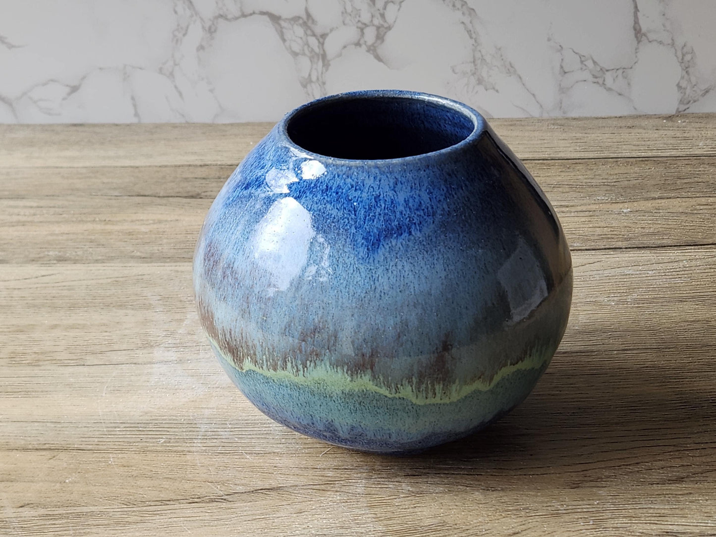 Australian pottery moon jar with earthy glaze
