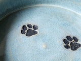 Hand made Pottery pet bowl - Ceramic Pet bowl with paw prints - high sided plate for your fur baby - water or food bowl for medium dog