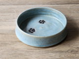 Hand made Pottery pet bowl - Ceramic Pet bowl with paw prints - high sided plate for your fur baby - water or food bowl for medium dog