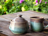 Hand-made pottery sugar bowl - Ceramic lidded container - small condiment Bowl - pottery lidded tea Jar- Storage pot