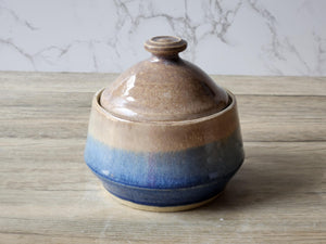 Hand-made pottery sugar bowl - Ceramic lidded container - small condiment Bowl - pottery lidded tea Jar- Storage pot