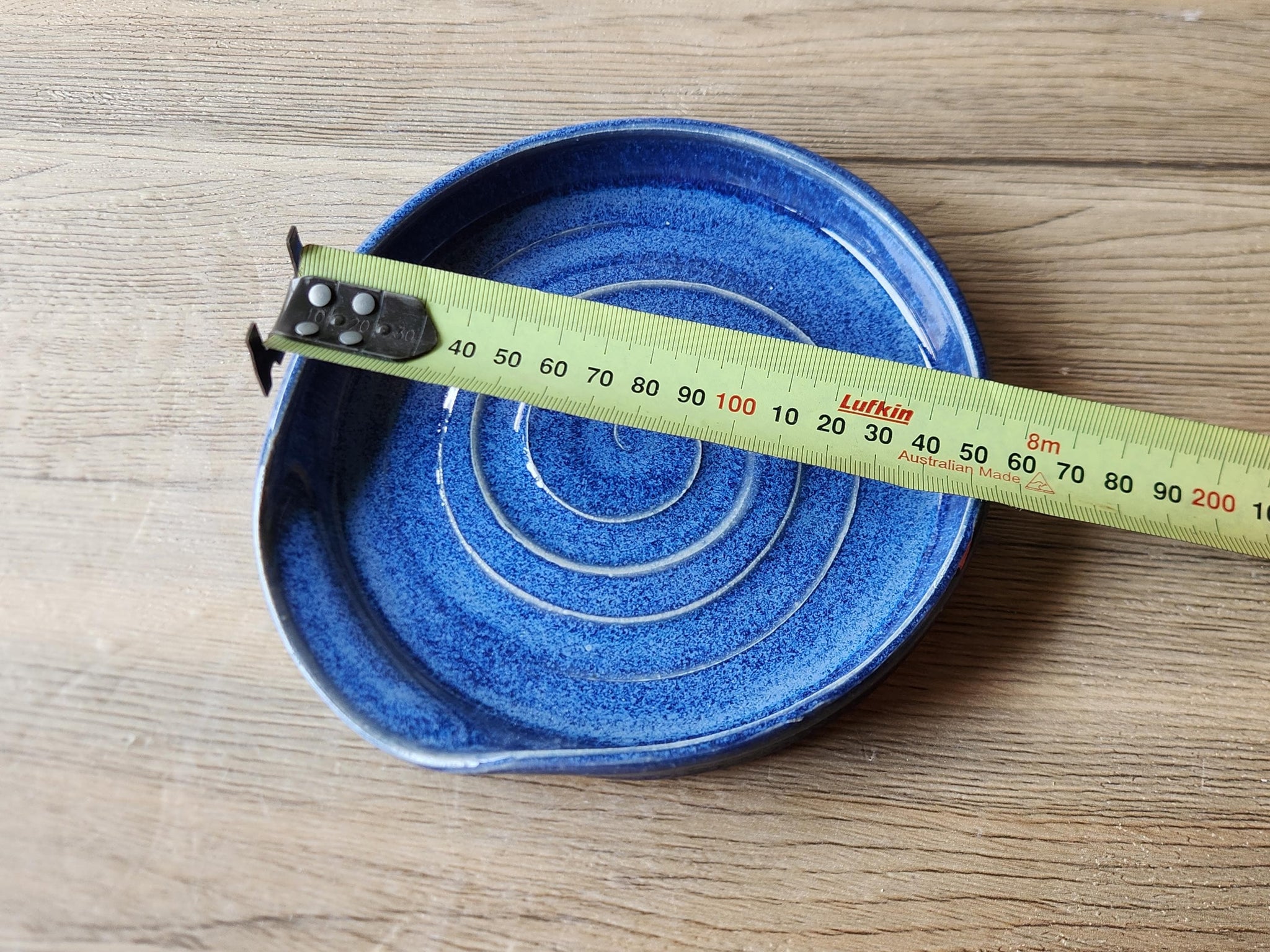 Hand made Ex large pottery Spoon rest - Mid Blue ceramic spoon rest - kitchen gift - spoon rest for kitchen counter- ladle rest