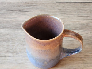 Handmade pottery Jug, 300ml ceramic creamer, Australian-made milk jug, Blue and brown cream jug, gravy boat, ceramic milk jug.
