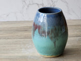 Hand made Pottery vase - Blue green ceramic vase perfect for a unique gift - fits a small bunch of flowers