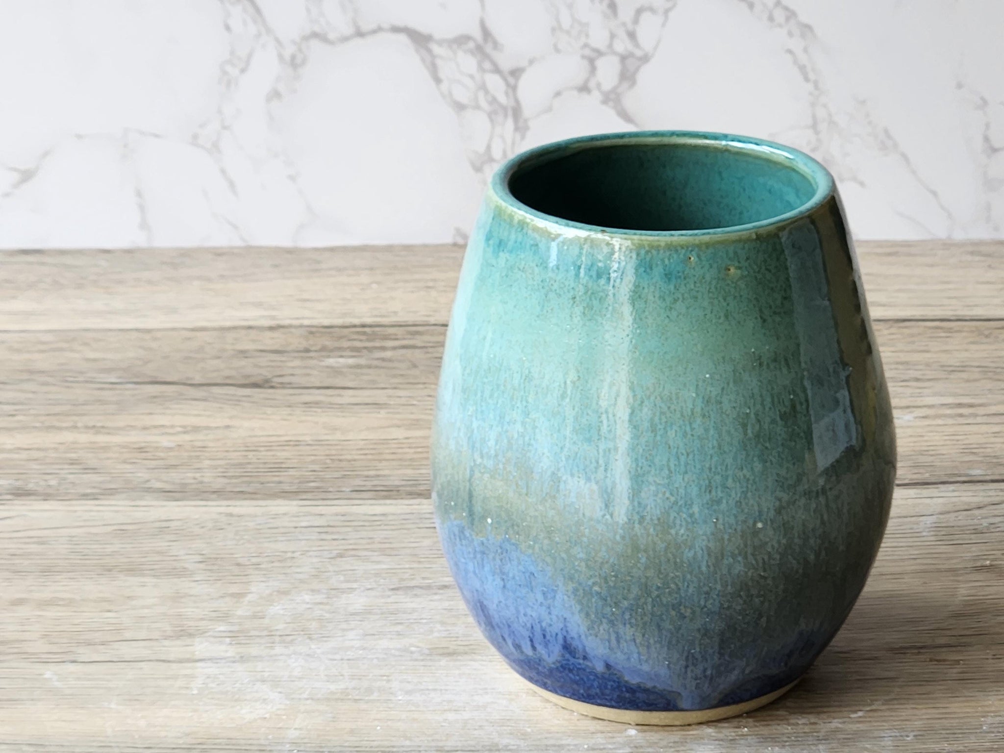 Hand made Pottery vase - Blue green ceramic vase perfect for a unique gift - fits a small bunch of flowers