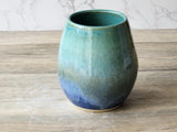 Hand made Pottery vase - Blue green ceramic vase perfect for a unique gift - fits a small bunch of flowers