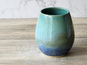 Hand made Pottery vase - Blue green ceramic vase perfect for a unique gift - fits a small bunch of flowers