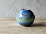 Handmade pottery bottle vase - Mottled Greens moon jar - Ceramic globe vase - unique gift