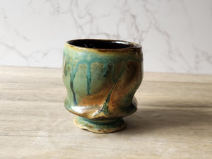 Handmade Japanese style tea cup - whisky cup - Ceramic yunomi with mottled drippy glaze -Guinomi - Handmade pottery mug - pottery tea glass