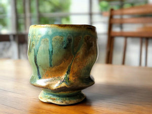 Handmade Japanese style tea cup - whisky cup - Ceramic yunomi with mottled drippy glaze -Guinomi - Handmade pottery mug - pottery tea glass