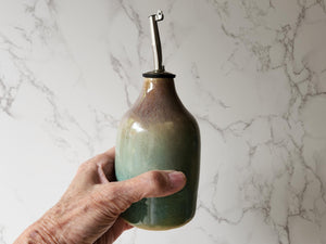 Hand made Pottery Oil Bottle - 400ml Ceramic Olive oil pourer - Oil dispenser -made in Australia - Vinegar bottle