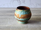 Handmade Japanese style tea cup - whisky cup - Ceramic yunomi with mottled drippy glaze -Guinomi - Pottery mug - 350 ml pottery vessel