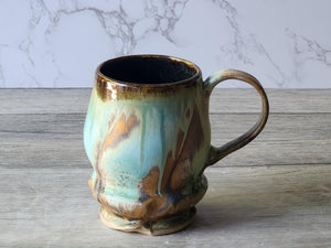 Handmade Pottery Mug, Ceramic 350ml mug, Large coffee mug, unique gift, red/brown/green large Mug, coffee cup