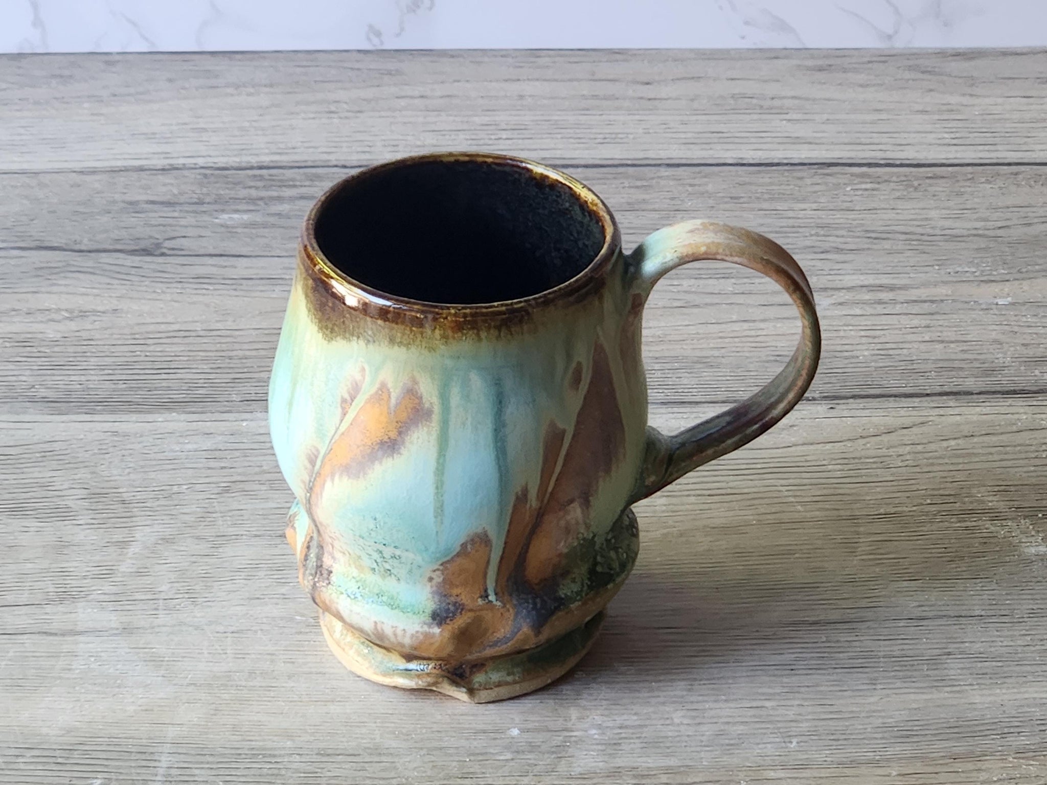 Handmade Pottery Mug, Ceramic 350ml mug, Large coffee mug, unique gift, red/brown/green large Mug, coffee cup