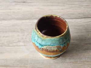 Handmade Japanese style tea cup - whisky cup - Ceramic yunomi with mottled drippy glaze -Guinomi - Pottery mug - 300 ml pottery vessel