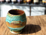 Handmade Japanese style tea cup - whisky cup - Ceramic yunomi with mottled drippy glaze -Guinomi - Pottery mug - 300 ml pottery vessel