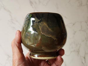 Handmade Japanese style tea cup - whisky cup - Ceramic yunomi with mottled drippy glaze -Guinomi - Pottery mug - 350 ml pottery vessel