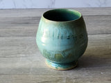 Handmade Japanese style tea cup - whisky cup - Ceramic yunomi with mottled drippy glaze -Guinomi - Pottery mug - 350 ml pottery vessel