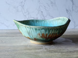 Mottled green/blue/orange/brown Serving bowl - Large handmade fruit bowl - coffee table display bowl - Unique gift