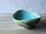 Mottled green/blue/orange/brown Serving bowl - Large handmade fruit bowl - coffee table display bowl - Unique gift