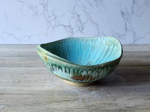 Mottled green/blue/orange/brown Serving bowl - Large handmade fruit bowl - coffee table display bowl - Unique gift