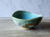 Mottled green/blue/orange/brown Serving bowl - Large handmade fruit bowl - coffee table display bowl - Unique gift