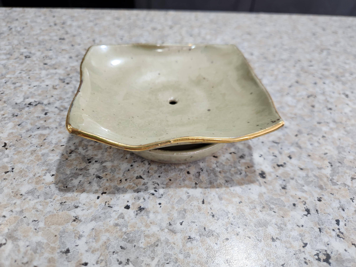 Decorative handmade pottery soap tray for bathroom