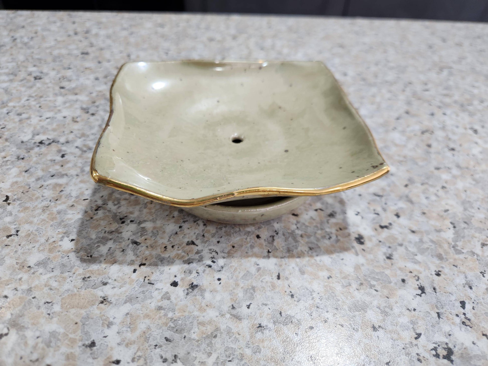 Decorative handmade pottery soap tray for bathroom
