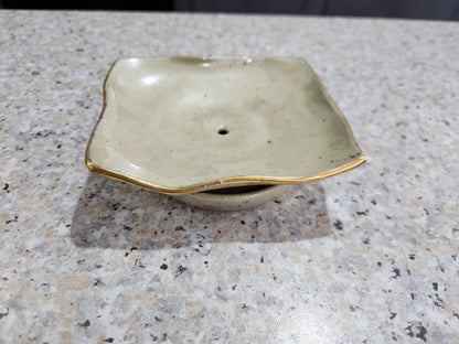 Decorative handmade pottery soap tray for bathroom