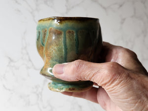 Handmade Japanese style tea cup - whisky cup - Ceramic yunomi with mottled drippy glaze -Guinomi - Handmade pottery mug - pottery tea glass