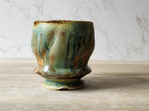 Handmade Japanese style tea cup - whisky cup - Ceramic yunomi with mottled drippy glaze -Guinomi - Handmade pottery mug - pottery tea glass