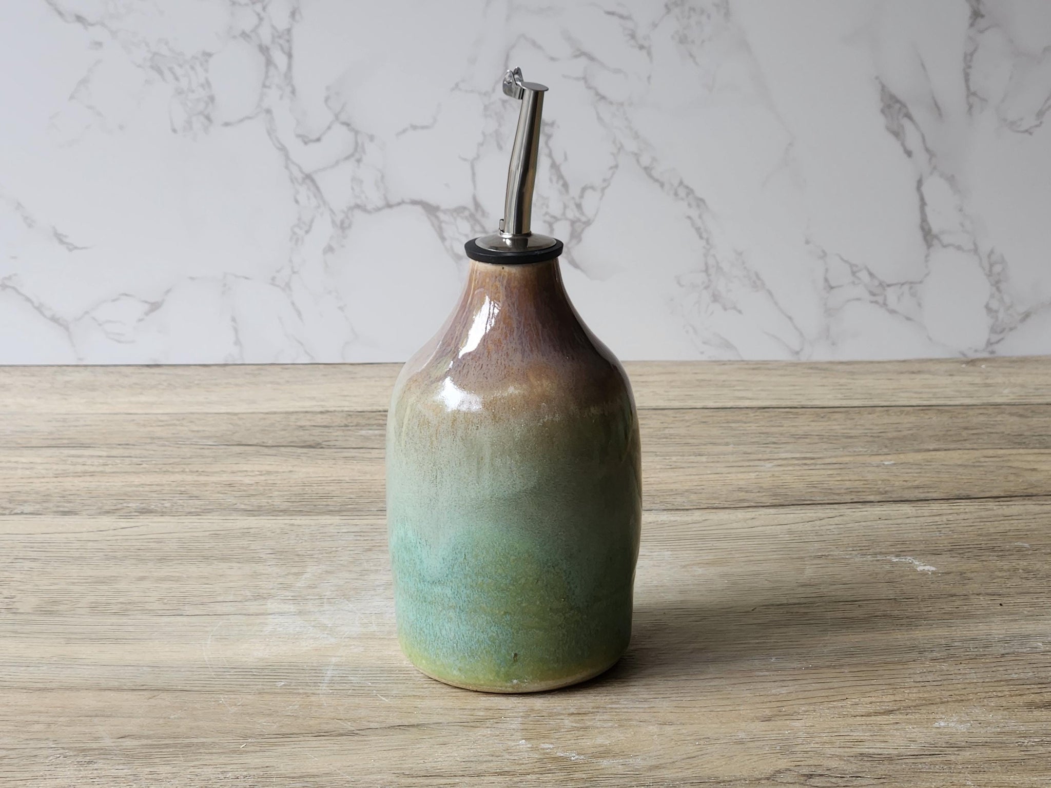 Hand made Pottery Oil Bottle - 400ml Ceramic Olive oil pourer - Oil dispenser -made in Australia - Vinegar bottle