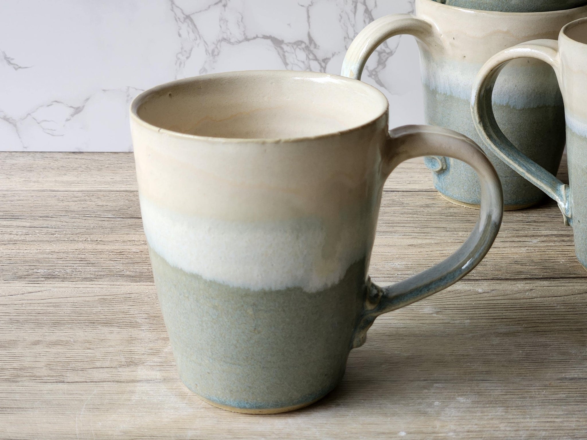 Green Ceramic mug - hand made Australian Pottery - Large mug- gift for him - coffee lover cup -400ml handmade Australian mug