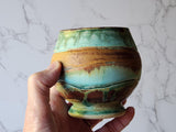 Handmade Japanese style tea cup - whisky cup - Ceramic yunomi with mottled drippy glaze -Guinomi - Pottery mug - 350 ml pottery vessel