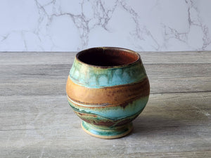 Handmade Japanese style tea cup - whisky cup - Ceramic yunomi with mottled drippy glaze -Guinomi - Pottery mug - 350 ml pottery vessel