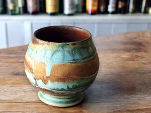 Handmade Japanese style tea cup - whisky cup - Ceramic yunomi with mottled drippy glaze -Guinomi - Pottery mug - 350 ml pottery vessel