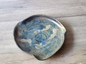 Handmade pottery Serving bowl - Medium ceramic shallow bowl with Tenmuku opal glaze - a unique gift - deep serving plate