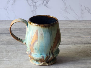 Handmade Pottery Mug, Ceramic 350ml mug, Large coffee mug, unique gift, red/brown/green large Mug, coffee cup