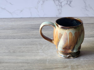 Handmade Pottery Mug, Ceramic 350ml mug, Large coffee mug, unique gift, red/brown/green large Mug, coffee cup