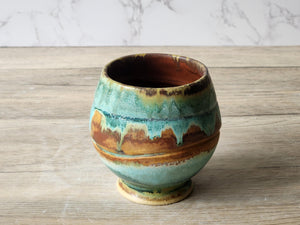 Handmade Japanese style tea cup - whisky cup - Ceramic yunomi with mottled drippy glaze -Guinomi - Pottery mug - 300 ml pottery vessel