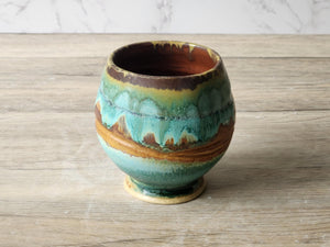 Handmade Japanese style tea cup - whisky cup - Ceramic yunomi with mottled drippy glaze -Guinomi - Pottery mug - 300 ml pottery vessel